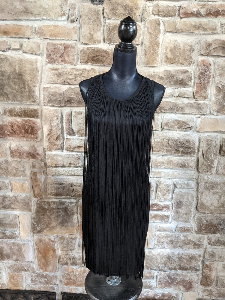 Sam Edelman Black Flapper Open-Back Dress, L