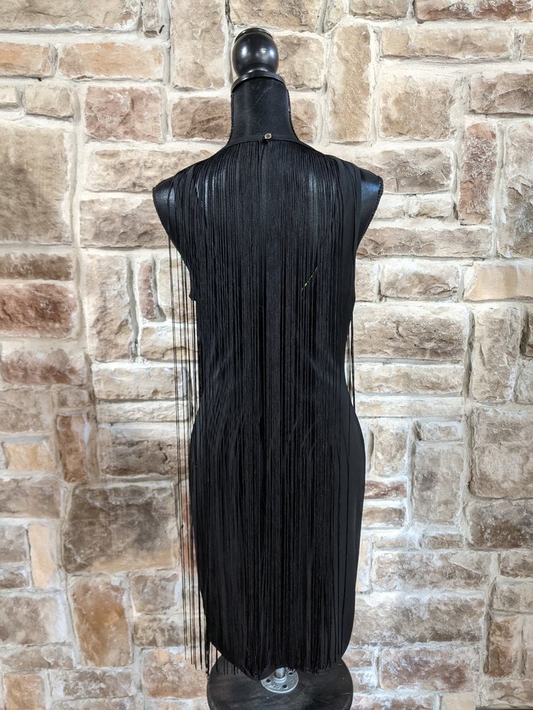 Sam Edelman Black Flapper Open-Back Dress, L