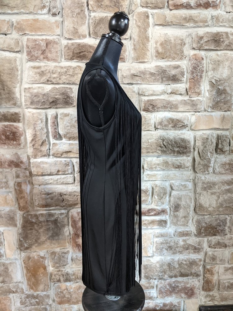 Sam Edelman Black Flapper Open-Back Dress, L