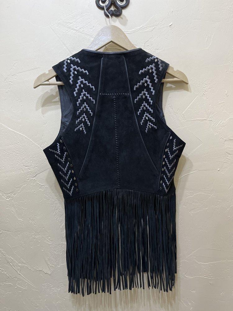 Corral Corral Black Fringed Lamb Vest