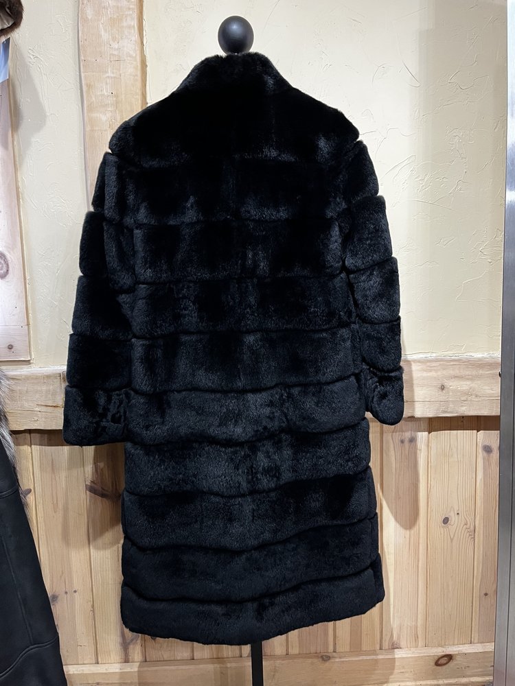 Black Lapin Rabbit Convertible Coat