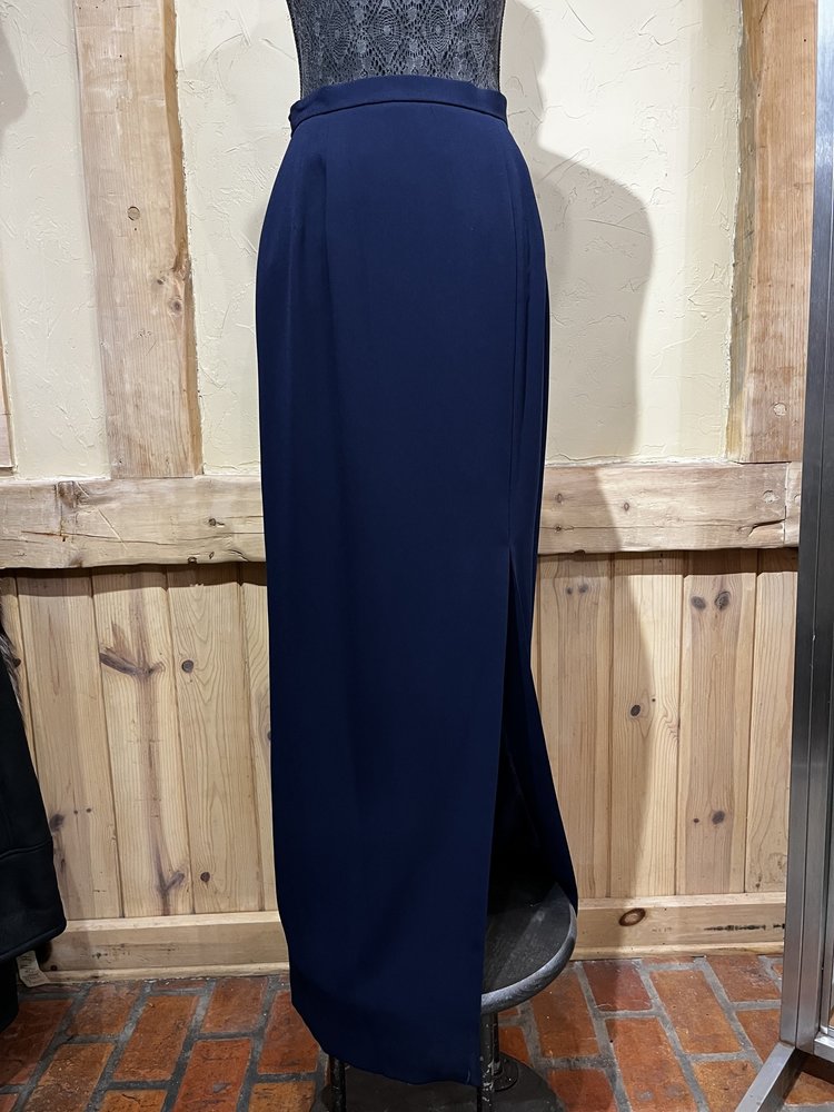 Papell Boutique Navy Beaded Top and Skirt, Size 8