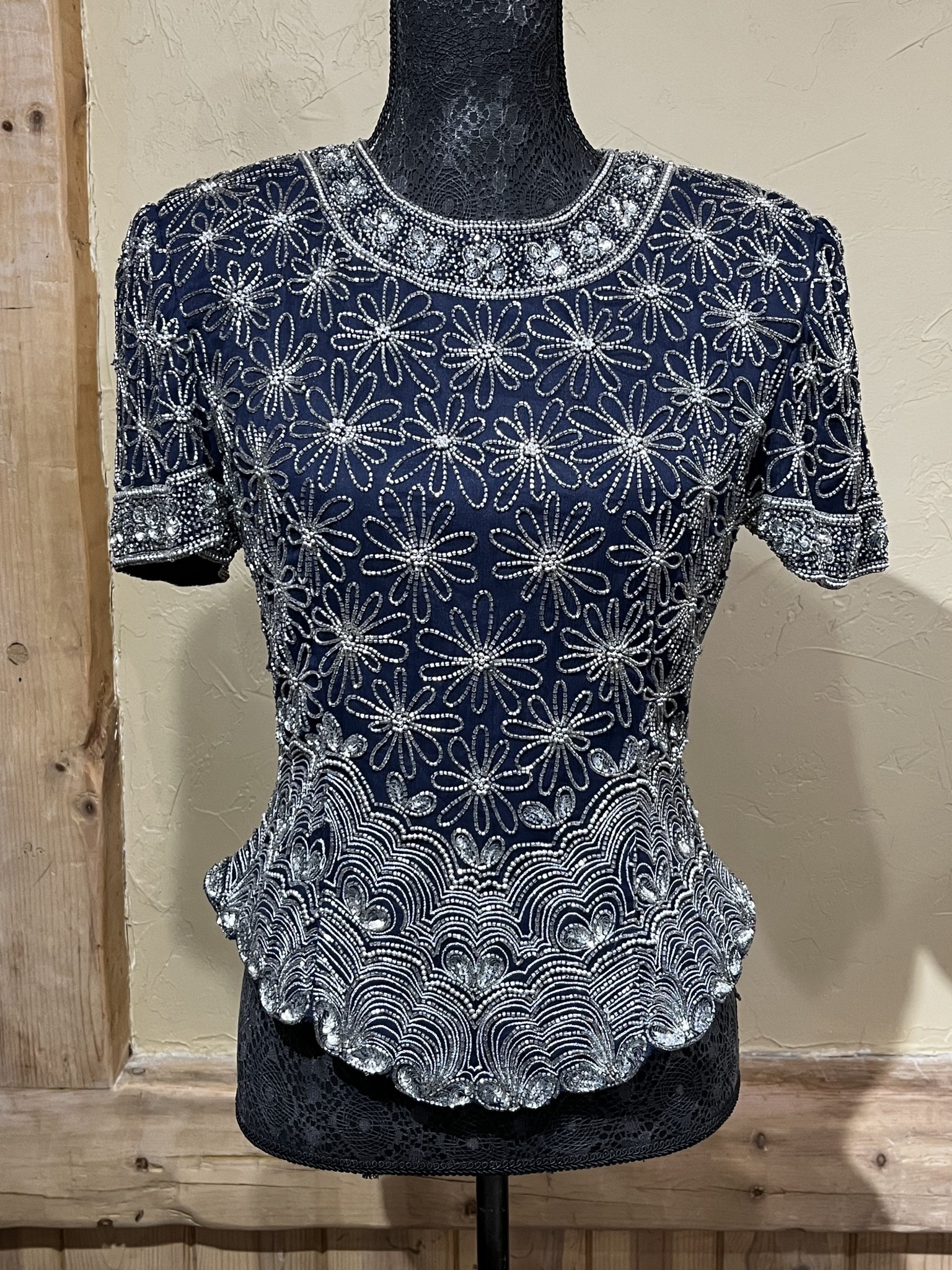 Papell boutique evening beaded top hot sale