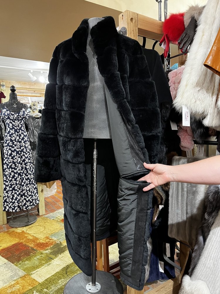 Black Rex Rabbit Convertible Coat