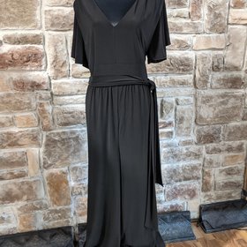 Eliza J Black V-Neck Belted Jumpsuit, Size 18W