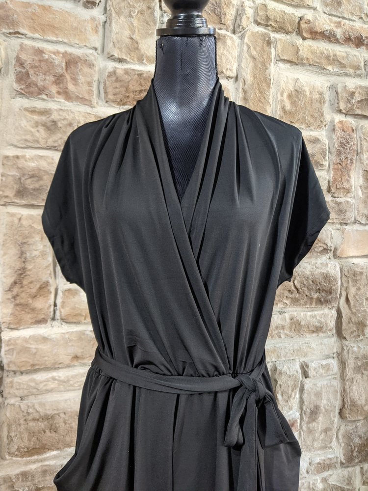 Eliza J Black V-Neck Belted Jumpsuit, Size 18W