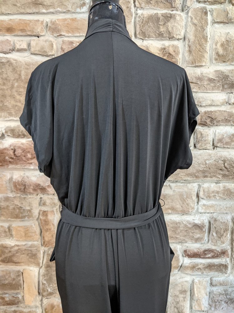 Eliza J Black V-Neck Belted Jumpsuit, Size 18W