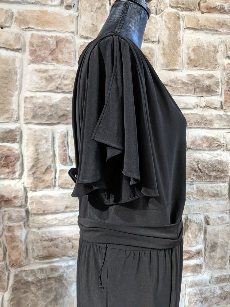 Eliza J Black V-Neck Belted Jumpsuit, Size 18W