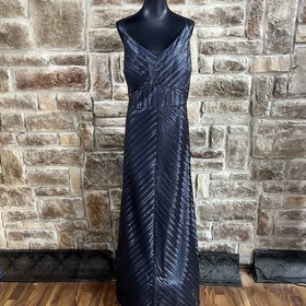 Weddington Way Navy Sequin V-Neck w/ Cowl Back Gown, Size 26