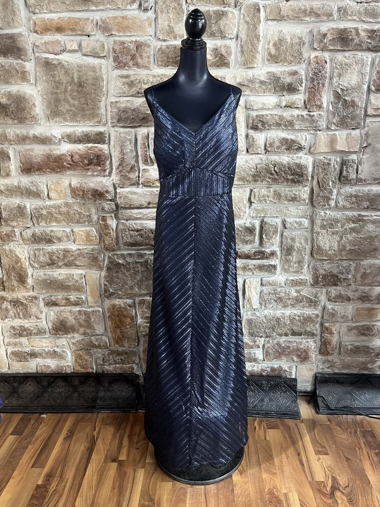 Weddington Way Navy Sequin V-Neck w/ Cowl Back Gown, Size 26
