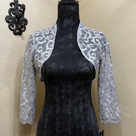 Cachet Silver Bolero Jacket with Soutache, Size 4