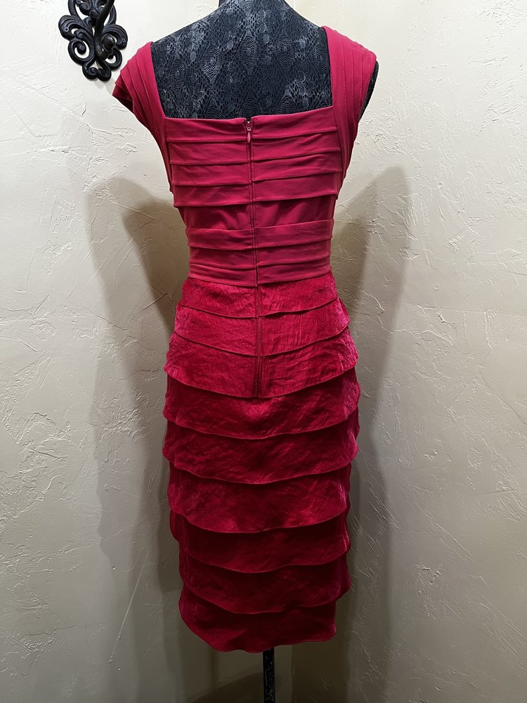 Adrianna Papell Strawberry Pink Shutter Pleats Dress, Size 10