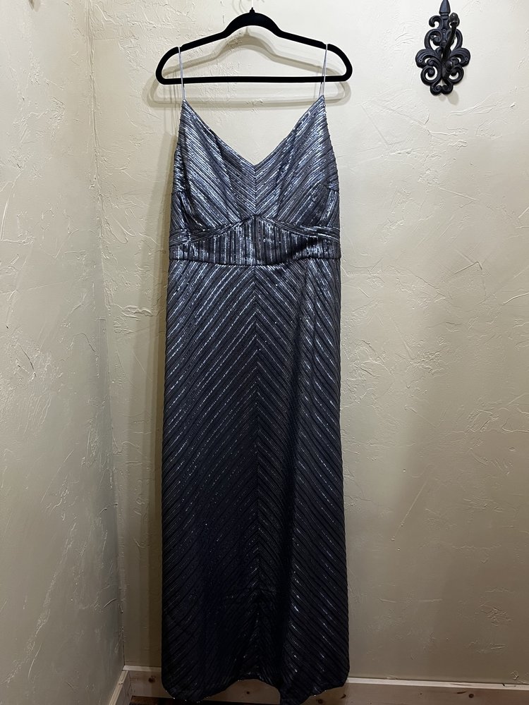 Adrianna Papell Gunmetal Sequin with Cowl Back Gown, Size 22
