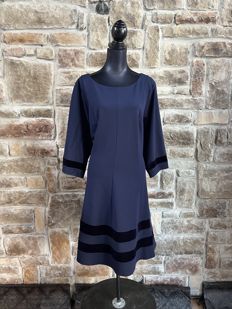 Jessica Howard Navy W/ Velvet Striping Dress, Size 20W