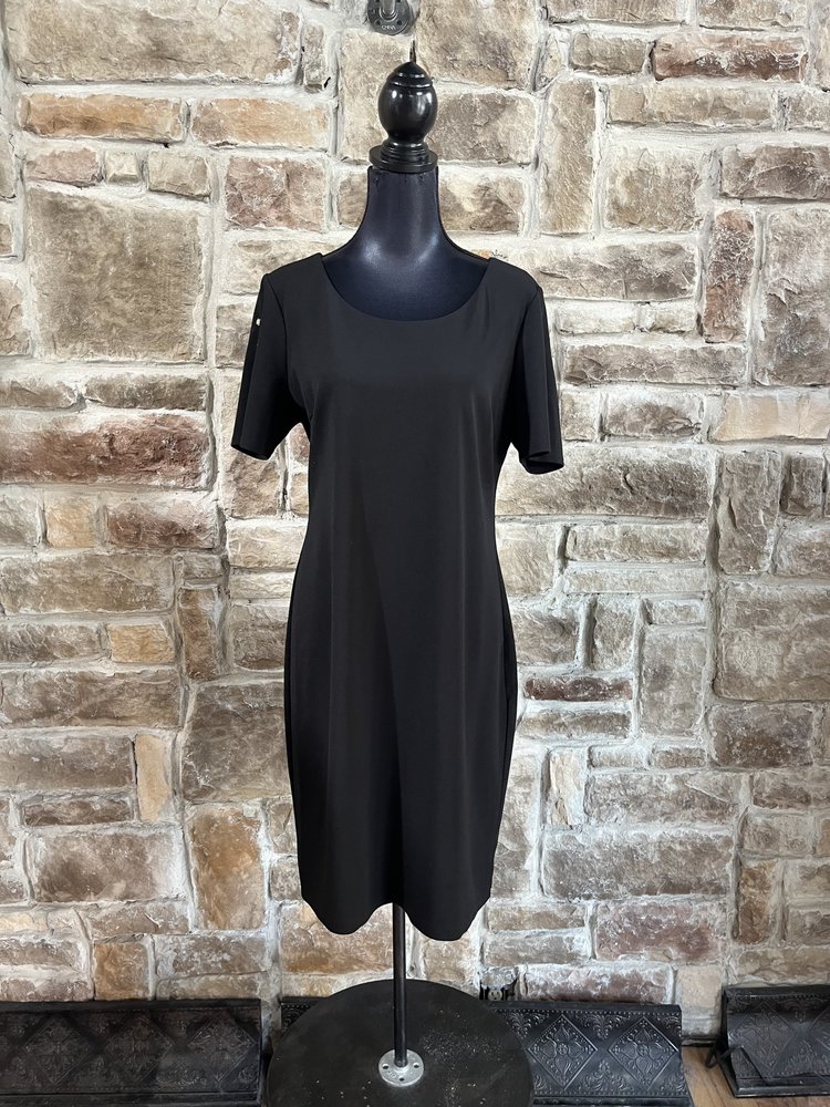 SLNY Black Short Sleeve w/ Diamonds Dress, Size 14