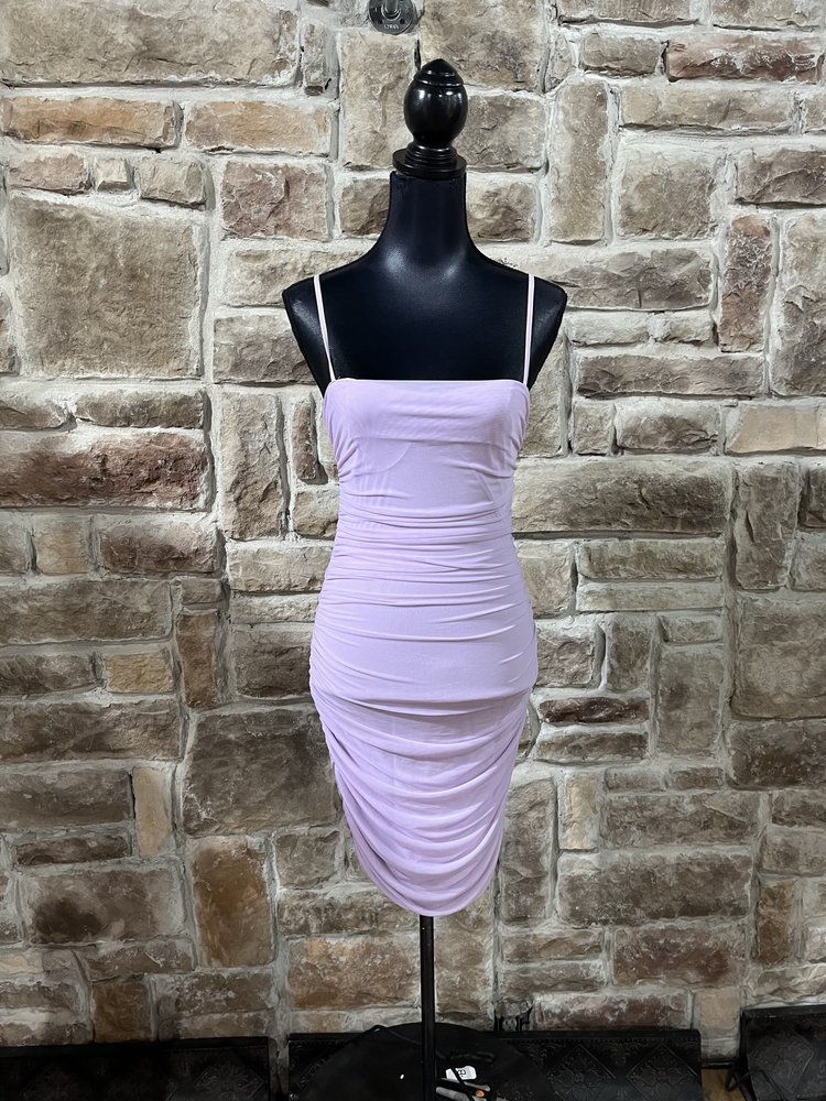 BB Dakota Lavender Ruched Bodycon Dress, Size S