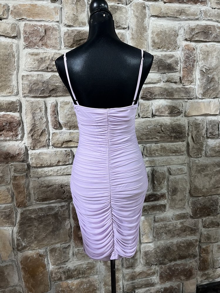 BB Dakota Lavender Ruched Bodycon Dress, Size S