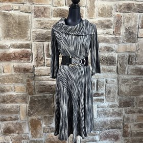 Signature Gray and Black Long-Sleeve Sweater Dress , Size XL