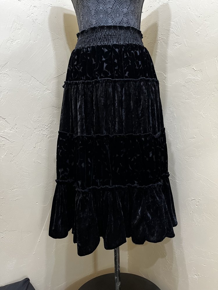 Black Velvet Panel Skirt, Size 8