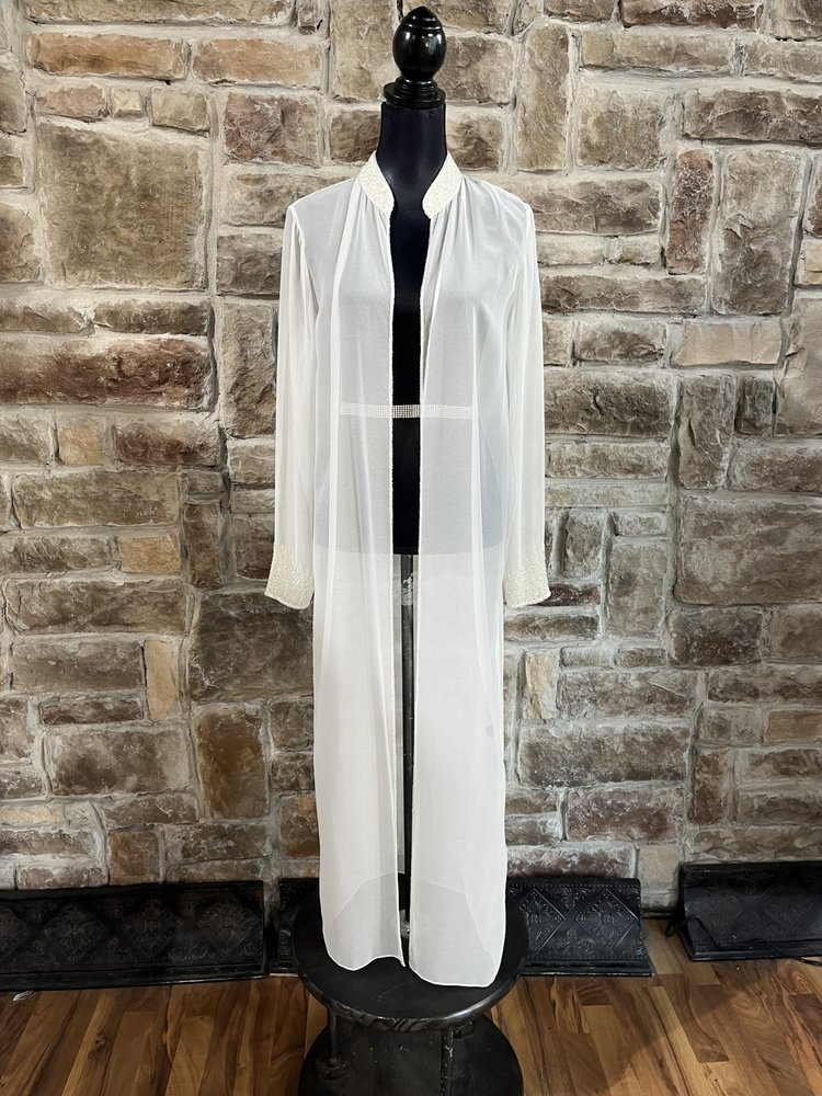 Jkara Ivory Embellished Mesh Evening Jacket, Size 12