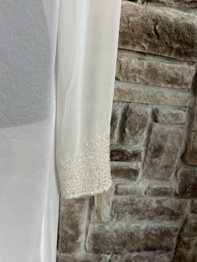 Jkara Ivory Embellished Mesh Evening Jacket, Size 12