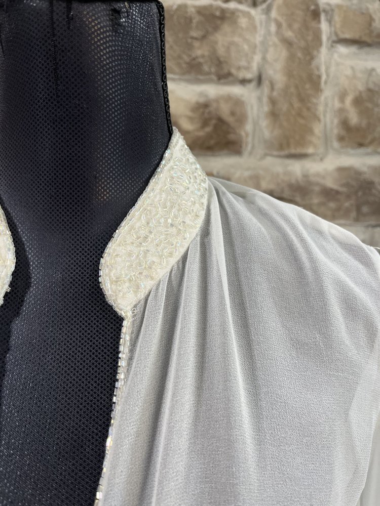 Jkara Ivory Embellished Mesh Evening Jacket, Size 12