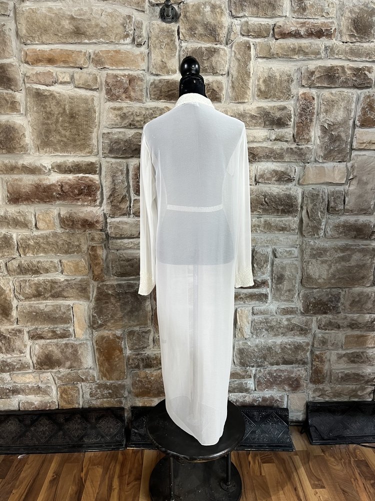 Jkara Ivory Embellished Mesh Evening Jacket, Size 12