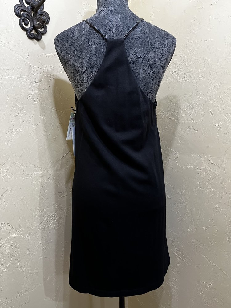 Bailey 44 Black Faux Leather Racerback Dress, Size L