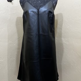 Bailey 44 Black Faux Leather Racerback Dress, Size L
