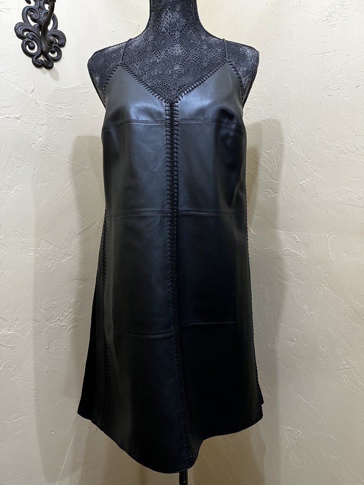 Bailey 44 Black Faux Leather Racerback Dress, Size L