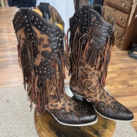 Corral Corral A3618 Honey Goat Overlay w/ Studs, Size 7