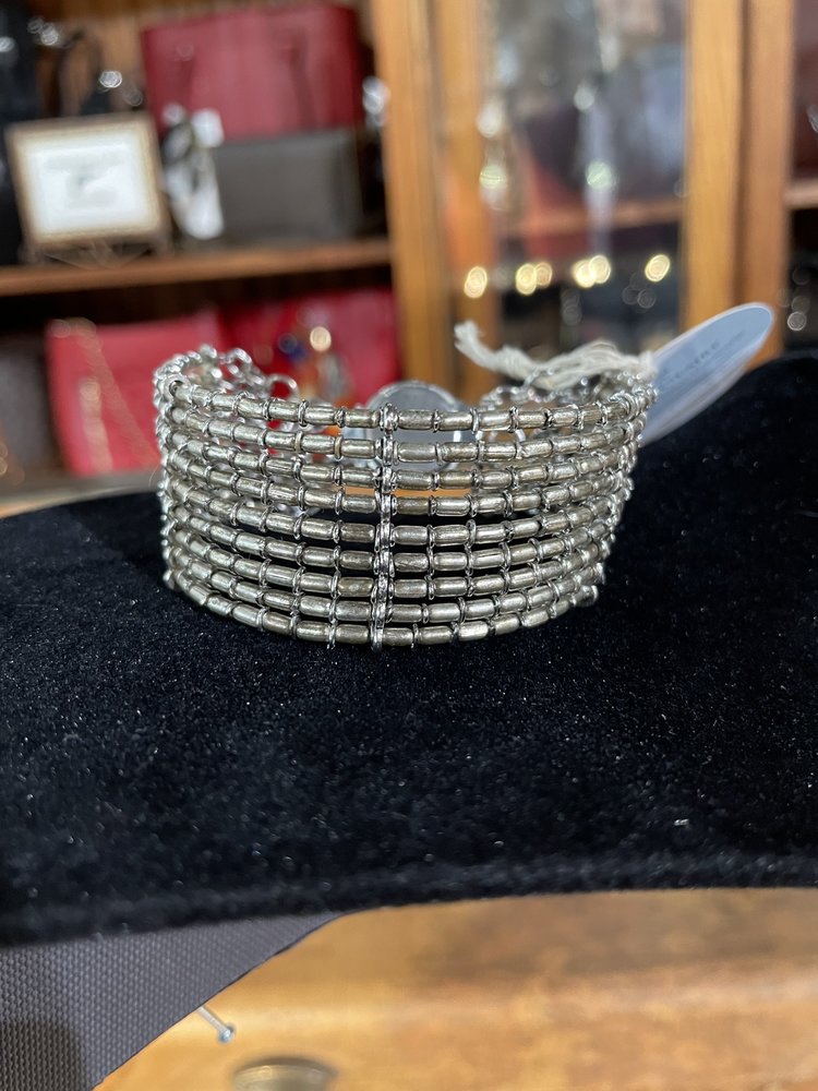 Ava Claire Vintage Silver 9 Strand Box Clasp Bracelet