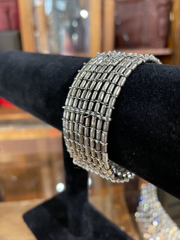 Ava Claire Vintage Silver 9 Strand Box Clasp Bracelet