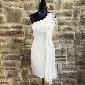 Jordan fashions White Ruffled One shoulder Dress, Size 8