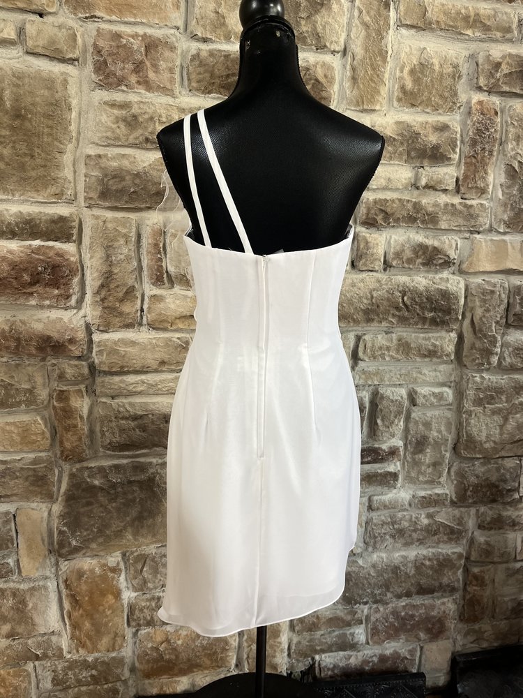 Jordan fashions White Ruffled One shoulder Dress, Size 8