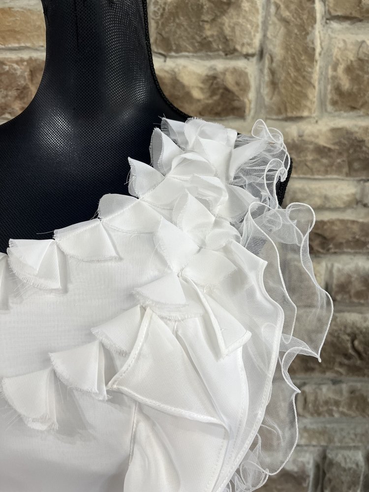 Jordan fashions White Ruffled One shoulder Dress, Size 8