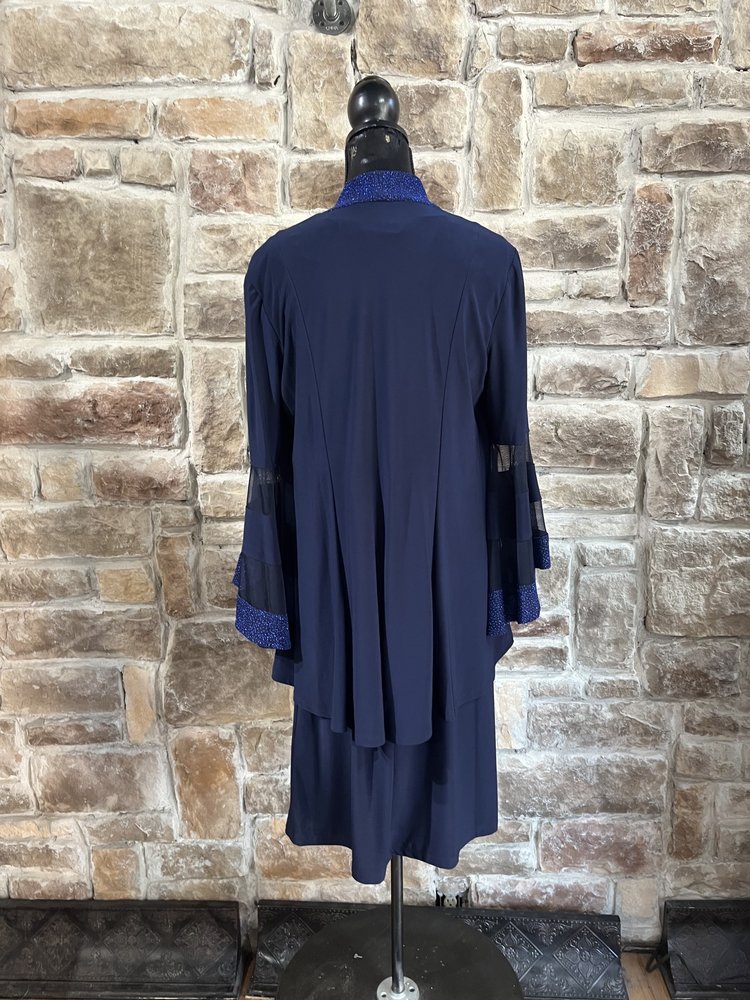 R & M Richards Navy Sparkle and Mesh 2-Piece Set, Size 10