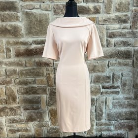 Adrianna Papell Blush Short Sleeve w/ Rolled Neckline, Size 16