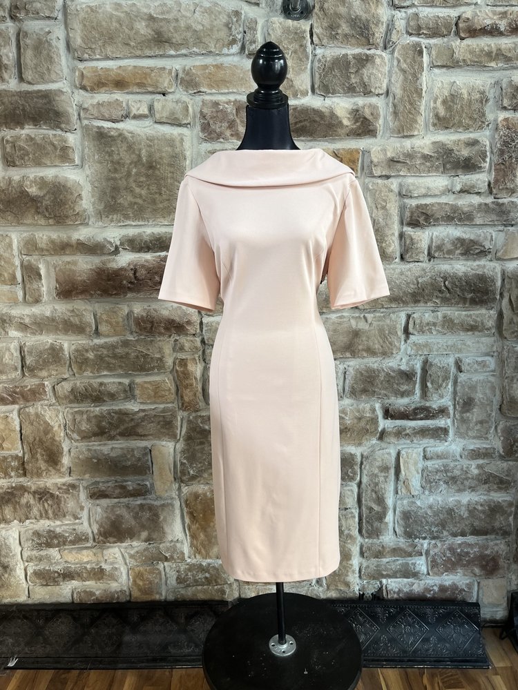 Adrianna Papell Blush Short Sleeve w/ Rolled Neckline, Size 16