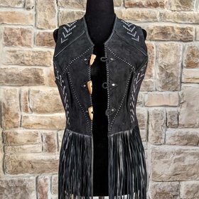 Corral Corral Black Fringed Lamb Vest