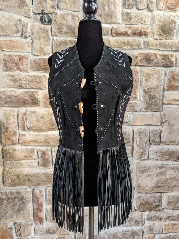 Corral Corral Black Fringed Lamb Vest
