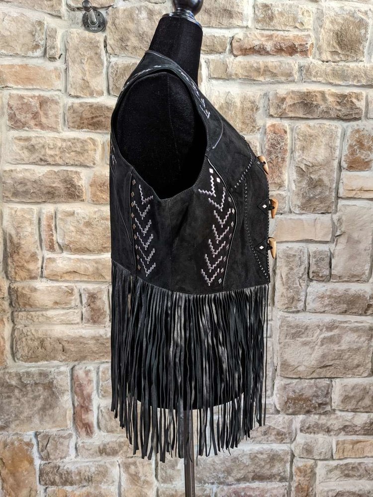 Corral Corral Black Fringed Lamb Vest