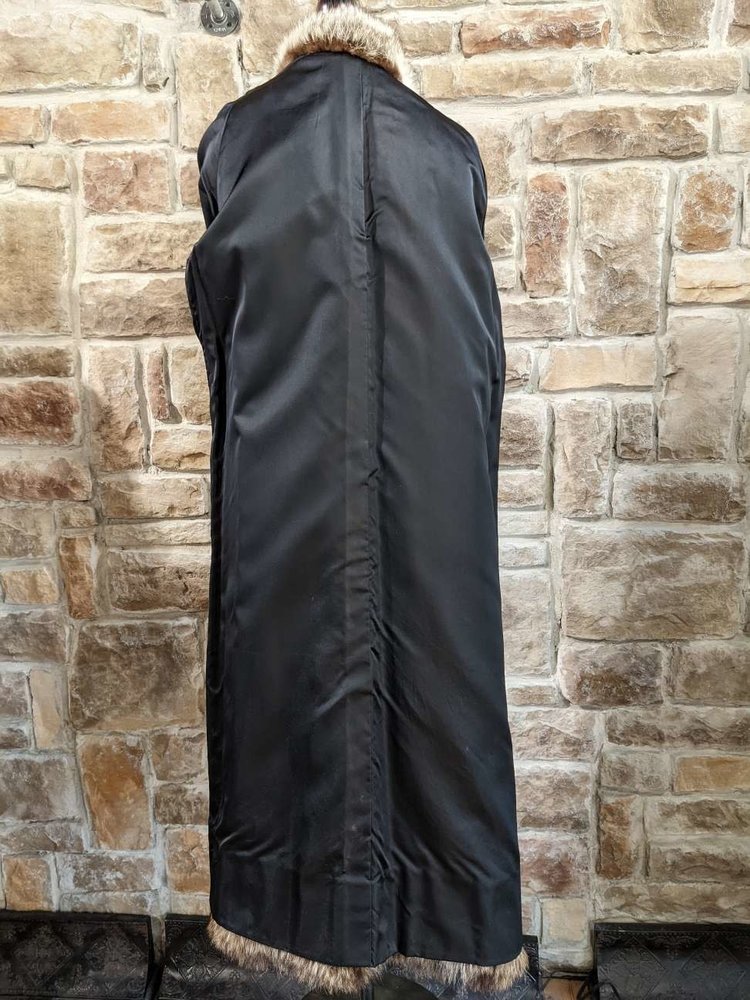 North Am Raccoon Long Coat w/Statement Collar, Size M