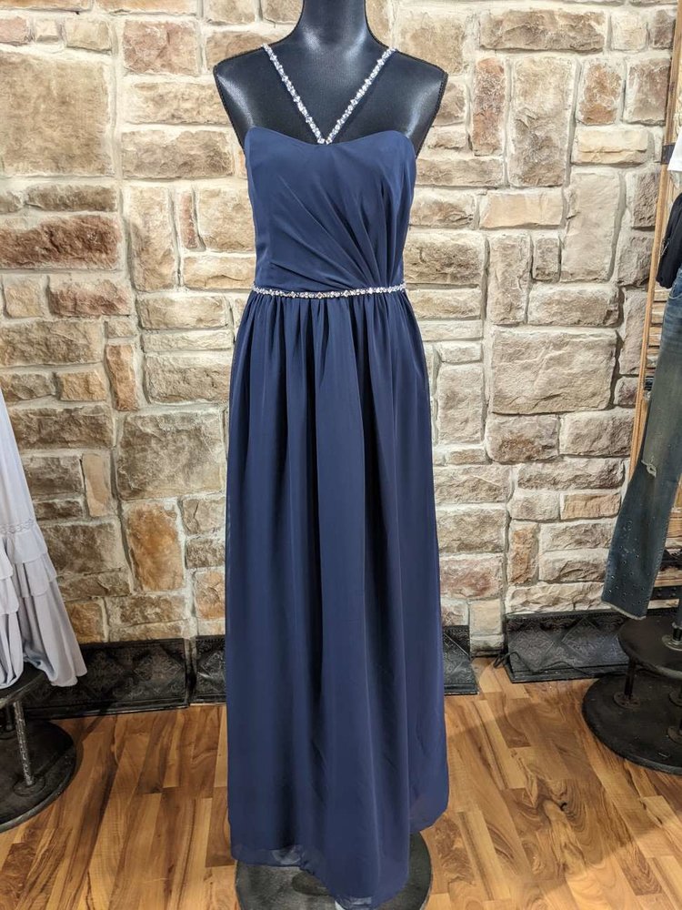 Alfred Angelo Navy Gown with Crystal Straps, Size 8