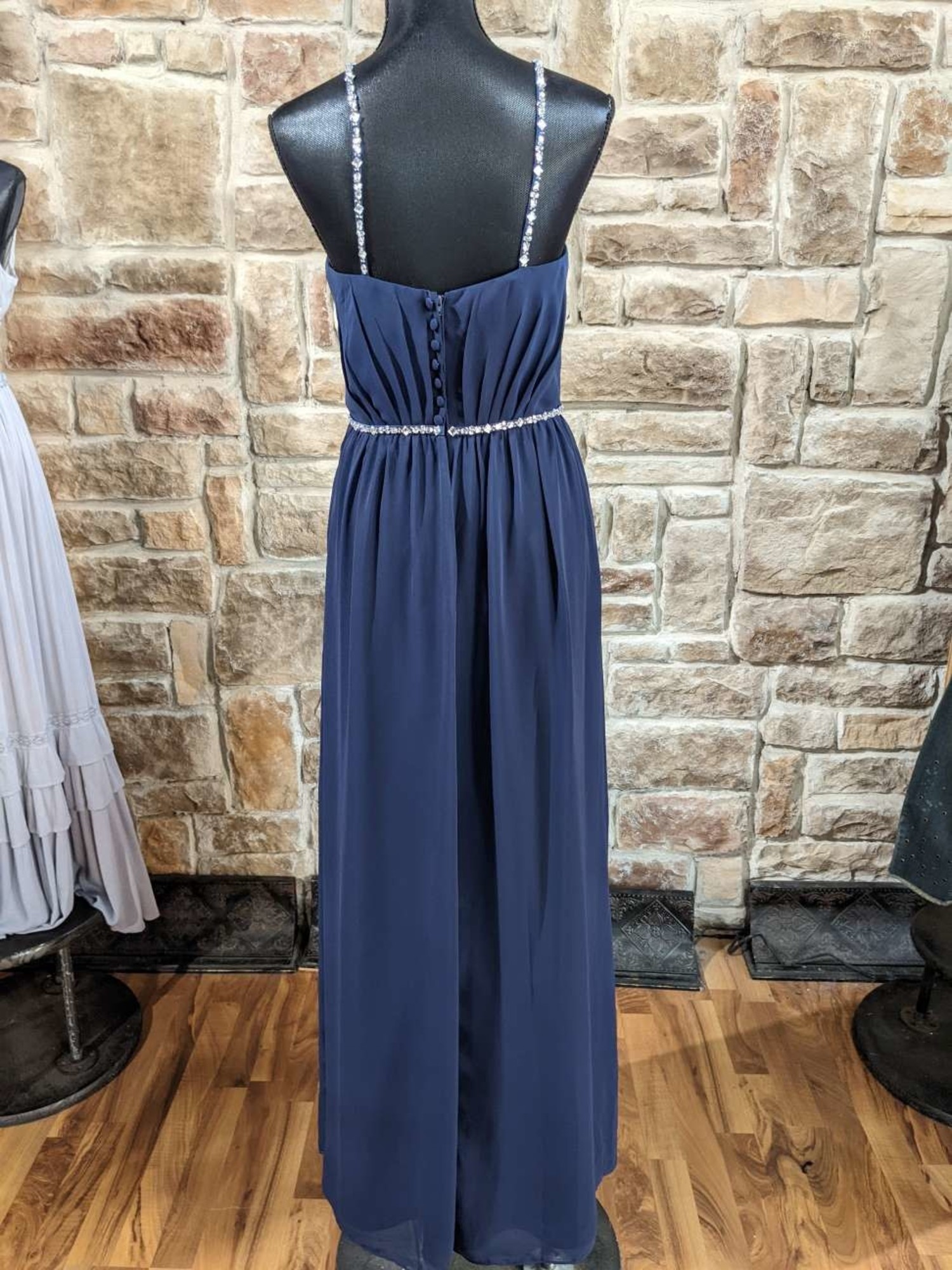 alfred angelo navy bridesmaid dress Wedtrend Women Navy Prom Dress Mermaid Spaghetti Straps Pleated Sequin Maxi  Dress With Slit – WEDTREND main image 0