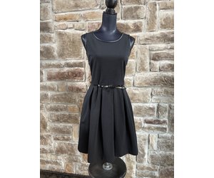 Tommy Hilfiger Black Belted Sheath Dress with Faux Leather Trim, Size Small