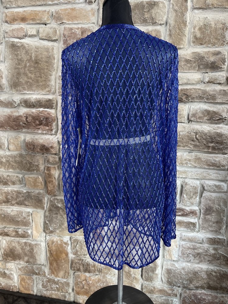 Jovani Royal Blue Beaded Jacket, Size 14