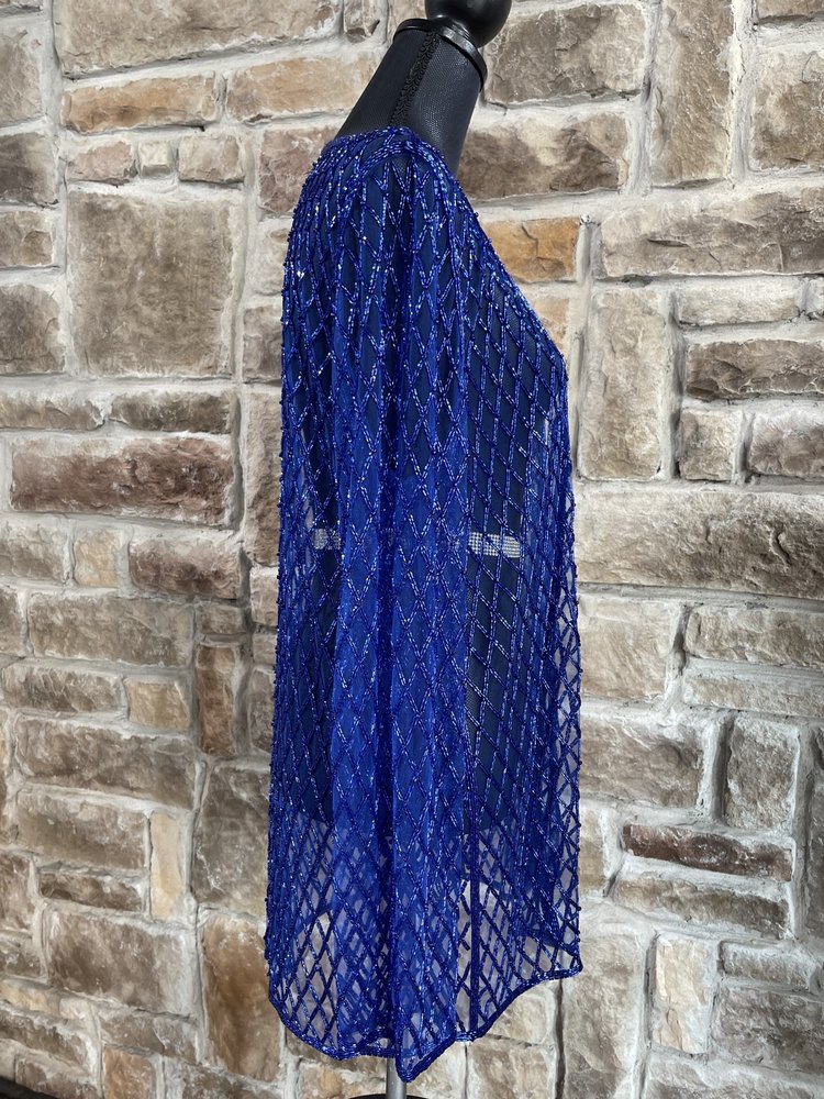 Jovani Royal Blue Beaded Jacket, Size 14