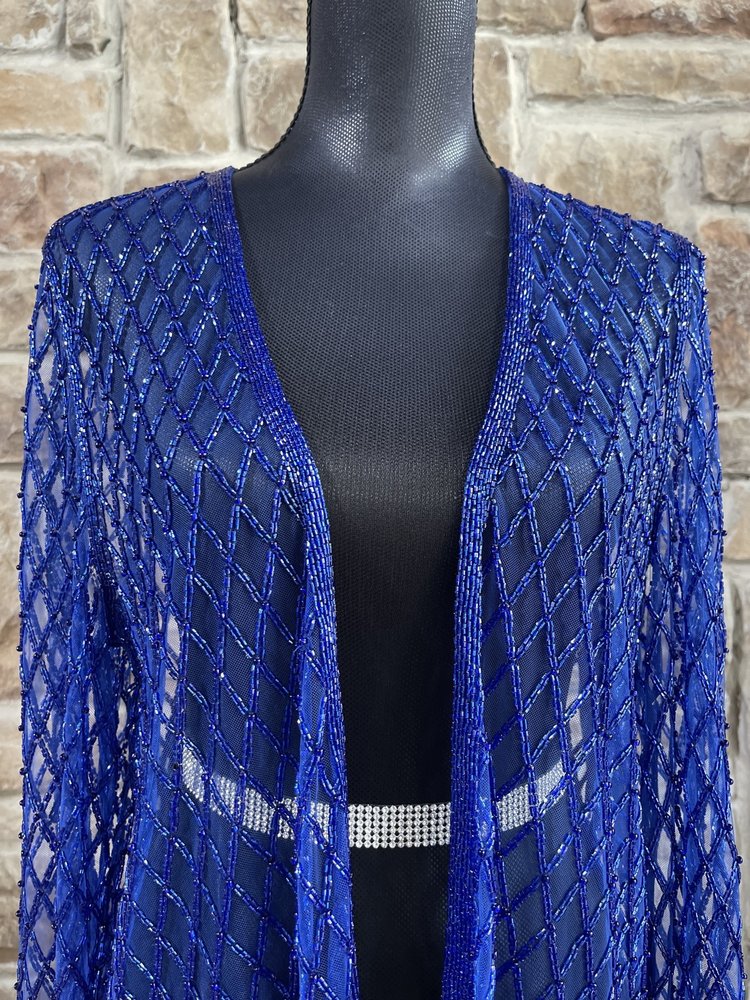 Jovani Royal Blue Beaded Jacket, Size 14