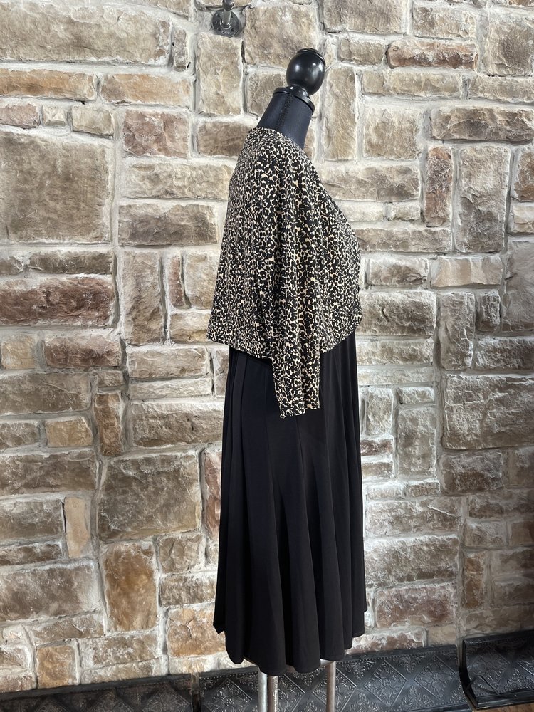 Jessica Howard Black Empire Dress with Print Jacket, Size 16